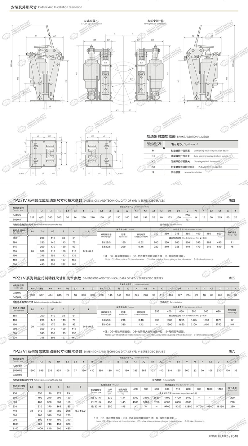 YPZ2IV、V、VI系列電力液壓臂盤式制動(dòng)器